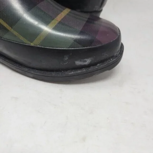 L.L. Bean | Womens Wellies Rain Boots Plaid Purple Green - Picture 13 of 14